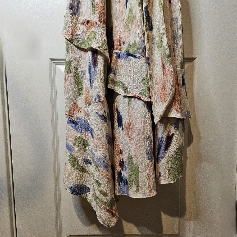 Sofia Vergara Watercolor Wrap Dress XXXL Tiered Ruffle Belted Midi Flowy - Picture 7 of 11